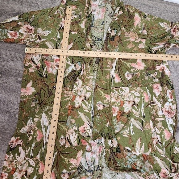 Attitudes by Renee Size 3X Kimono Cardigan with Pockets Green Floral Fall - Picture 11 of 16